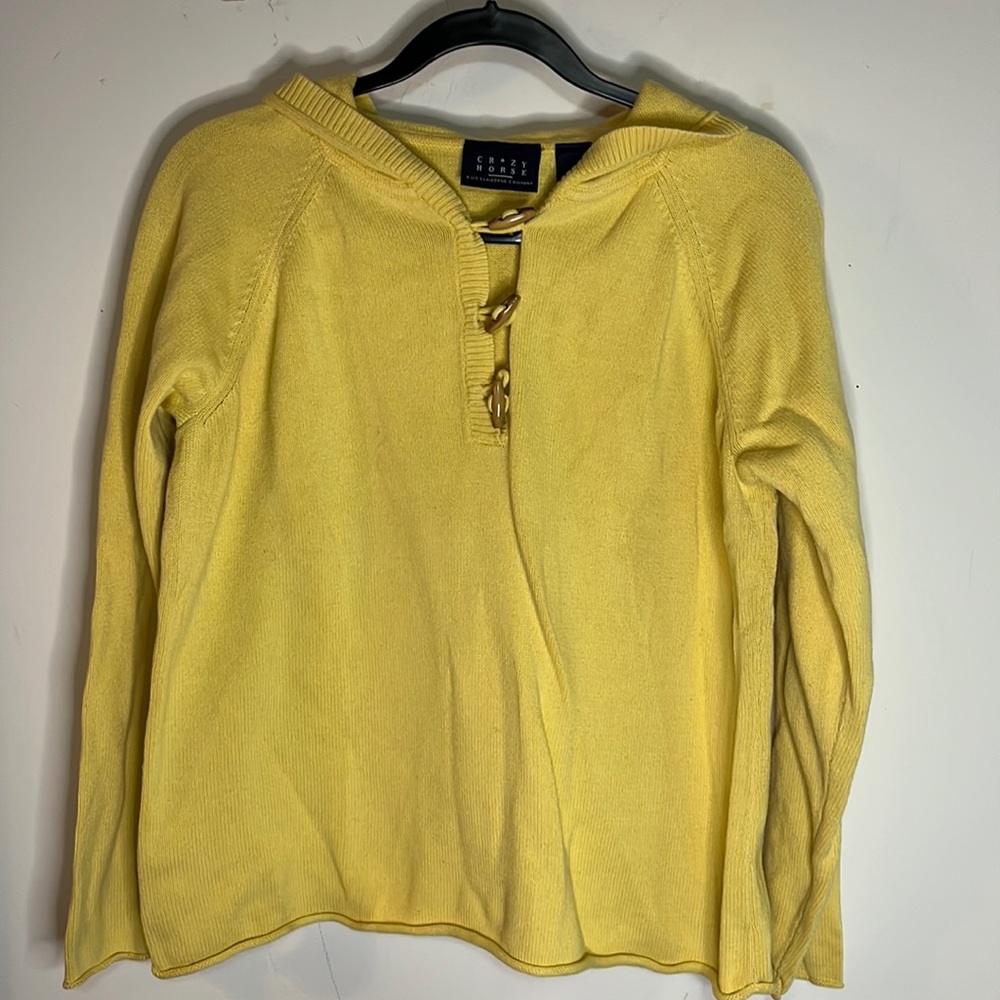 Crazy Horse Vintage Yellow Knit Hoodie Sweater Coastal Henley Pullover XL